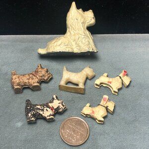 Vintage Miniature Scotty Dog Scottish Terriers Figures - Lot of 6